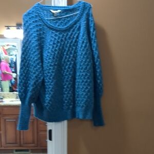 Terra & Sky Textured Teal Sweater Plus Size 1x 16w- 18w